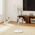 HOMCOM 18" Pedestal Fan With Sleep Mode, Oscillating Standing Fan, White