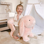 Cute Kids Ride-on Rocking Rabbit W/ Sound Handlebars Seat Belt Plush Body