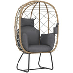 Rattan Garden Egg Chair With Thickened Cushion, Headrest | Brown