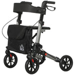 4 Wheel Rollator Walker With Seat And Bags Adjustable | One Size | Silver