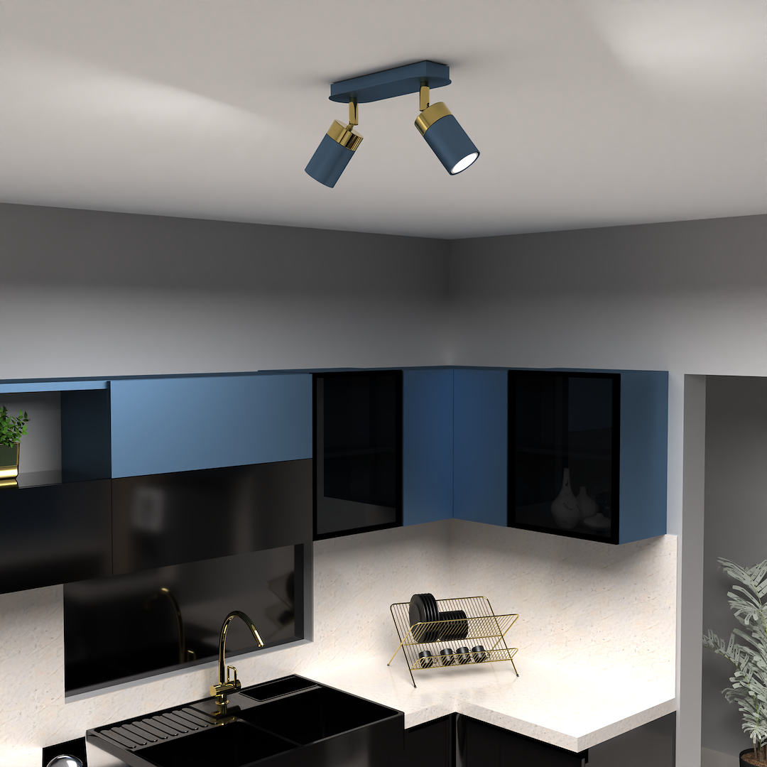 Ceiling Lamp Joker Navy Blue/gold 3xgu11