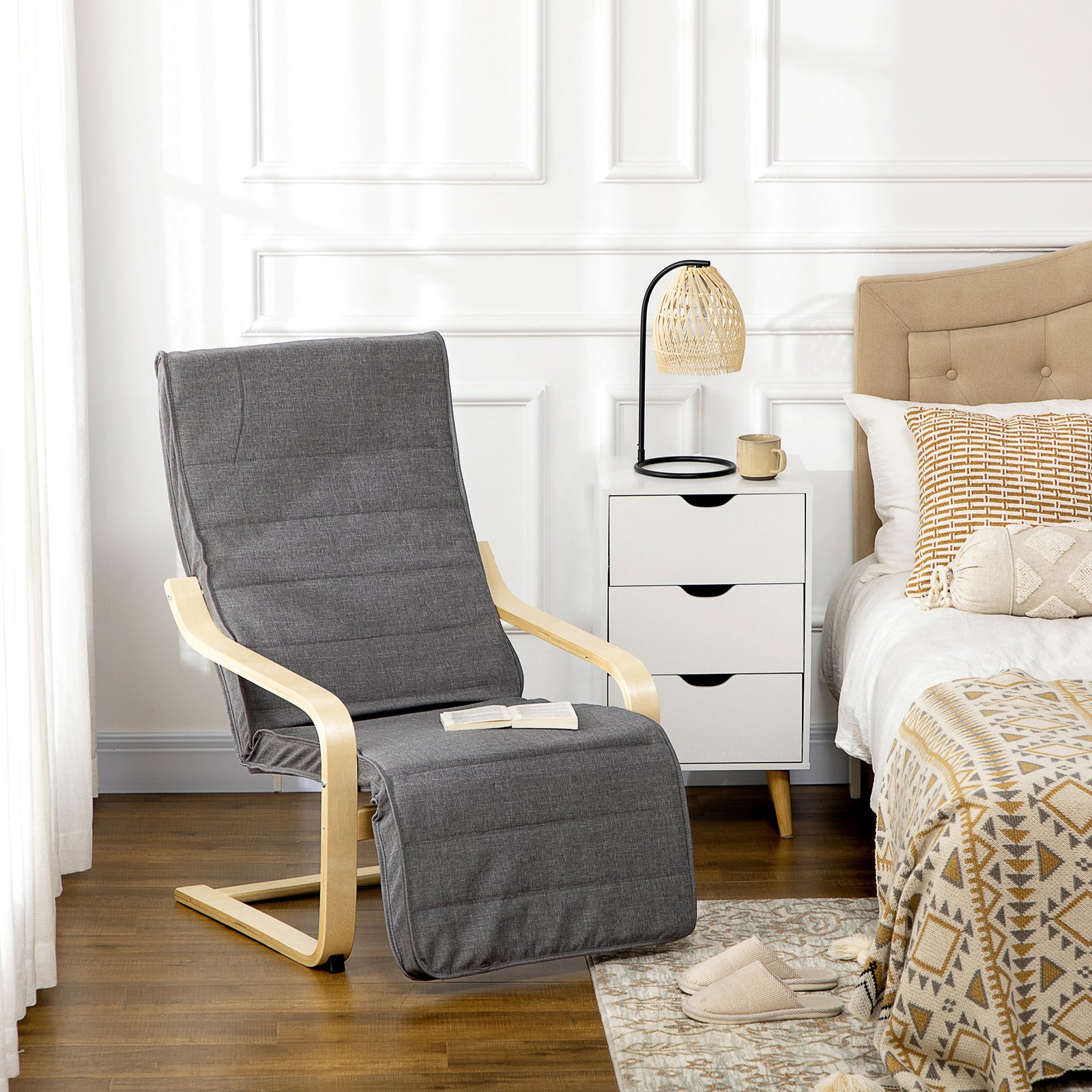 Lounge Chair Recliner Adjustable Footrest Home | One Size | Dark Grey