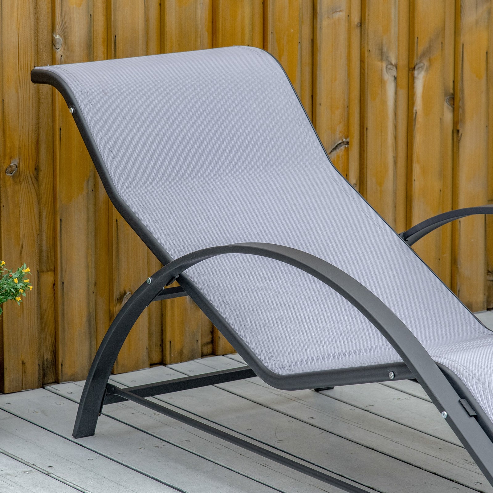 3 Pieces Lounge Chair Set Garden Sunbathing Chair W/ Table | Light Slate Gray