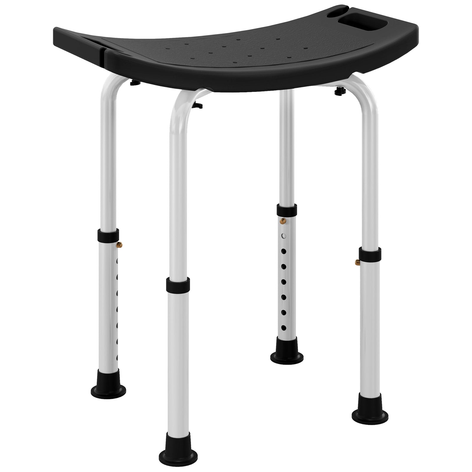 Aluminium Shower Stool With Adjustable Height Non-slip | One Size | Black