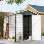 9'x6' Galvanized Metal Garden Shed Tool Storage Shed Patio | Dark Gray