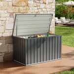 Breeins 400l Lockable Outdoor Storage Box Heavy-duty Steel Garden Storage Chest With Safety Edges