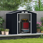Garden Shed Storage Unit W/locking Door Floor Foundation | Dark Gray