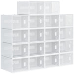 18pcs Stackable Plastic Shoe Storage Box Uk/eu Size 8.5/12 | Large | White