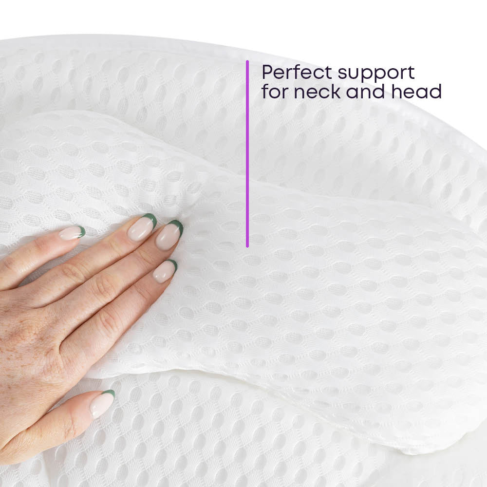 3d Mesh Bath Pillow Head Neck Support With Hanging Hook White
