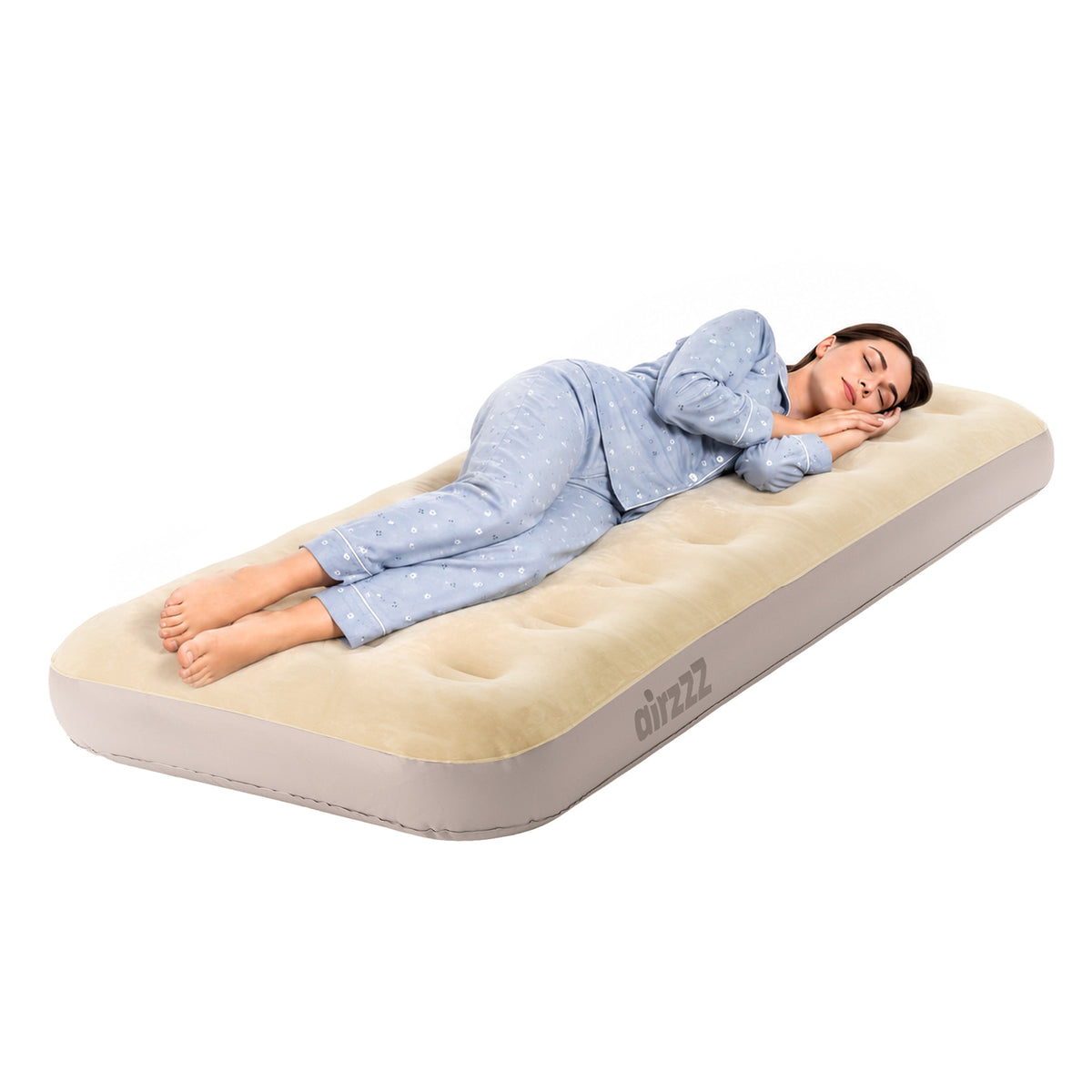 airzzZ Flocked Airbed Quick Inflation Deflation Guest Bed