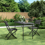 Outdoor Wood Grain Plastic Folding Table Black