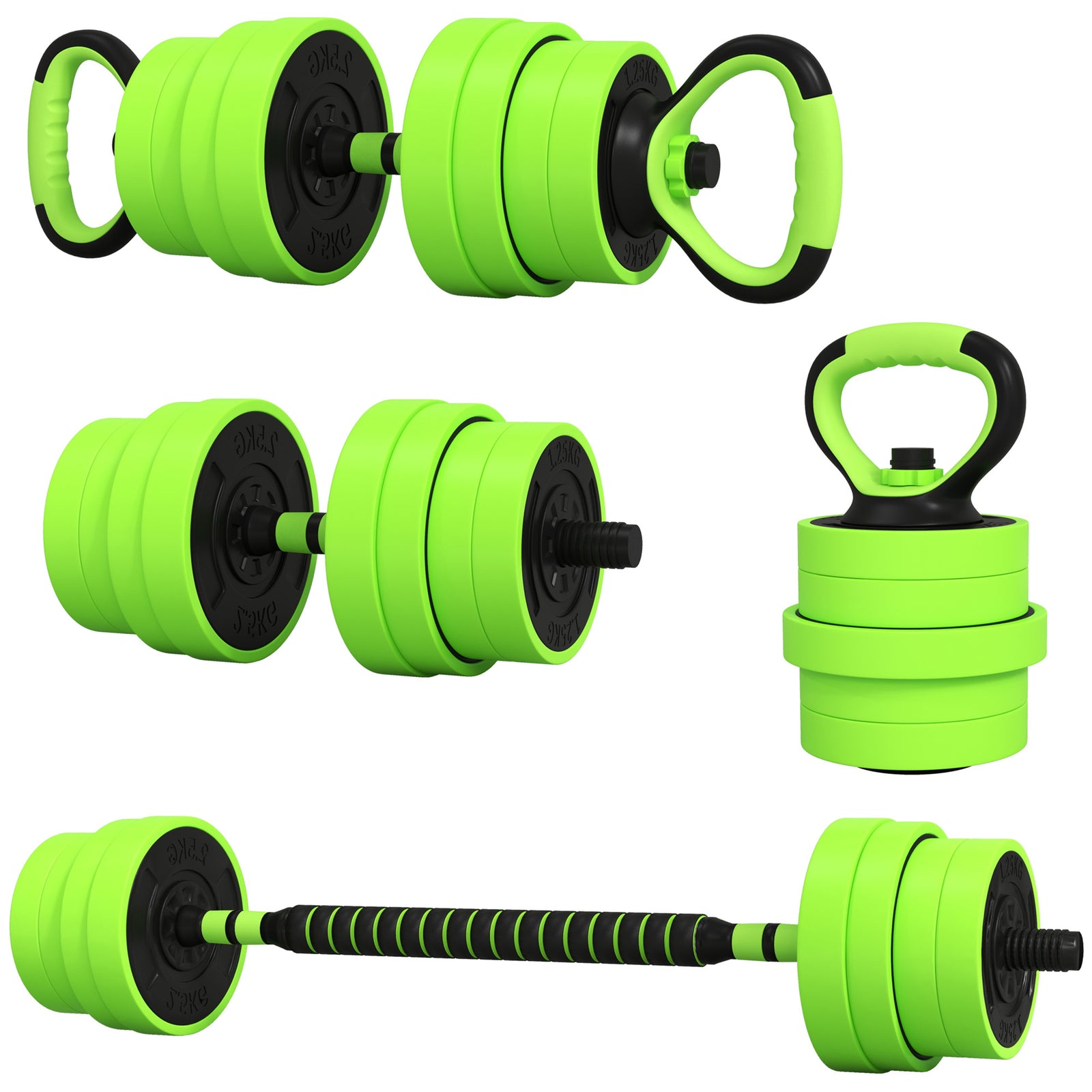 4-in-1 Weight Dumbbells Set Barbell | 30kg | Green