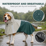 Dog Raincoat With Hood, Dog Rain Jacket | M | Green