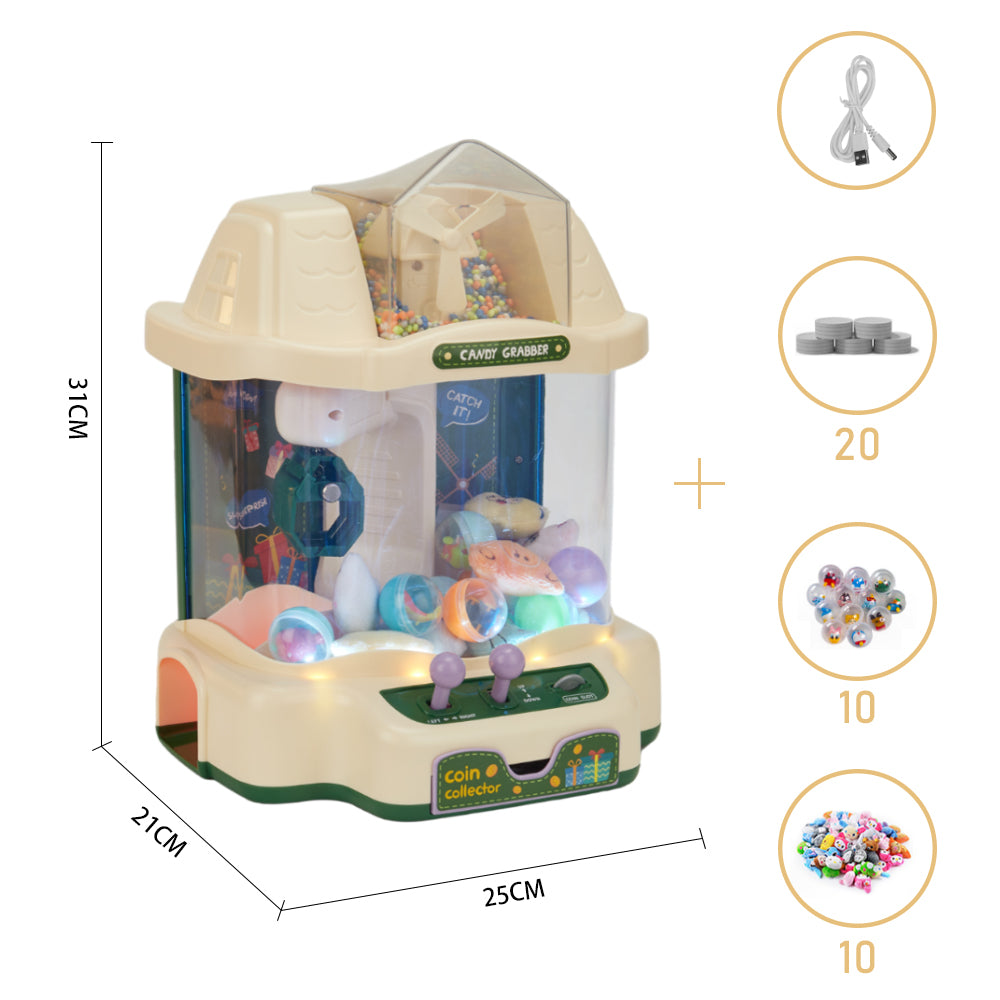 Household Mini Claw Machine With Game Coins-green