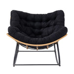 Elegant Rattan Rocking Chair With Cushioned Seat – Stylish And Comfortable Relaxation | Black