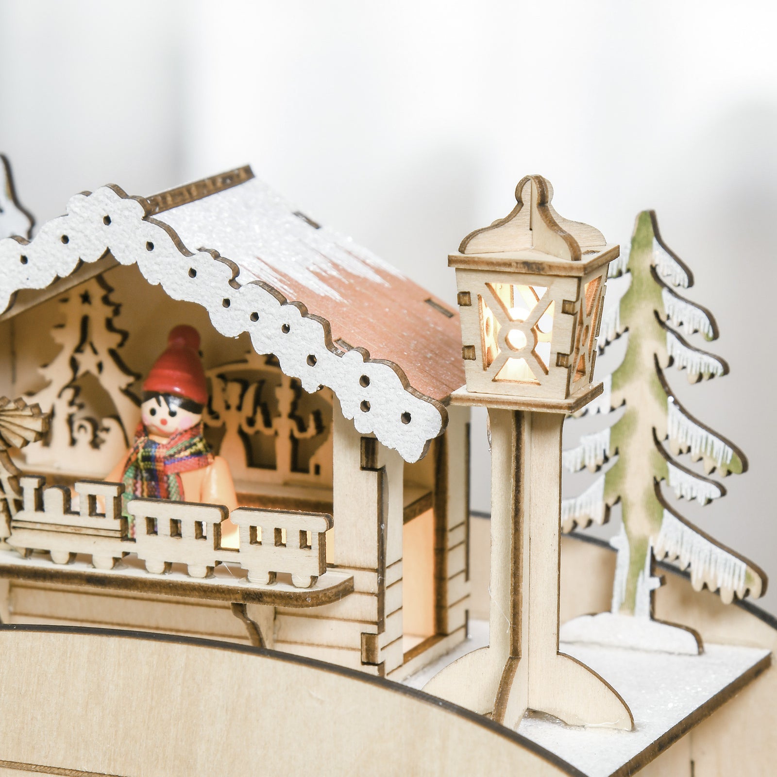 Christmas Advent Calendar Light Up Sleigh W/ Countdown Drawer, Village