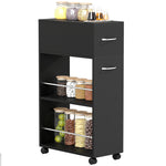 HOMCOM Rolling Storage Unit With Drawer Surface Top And 4 Wheels, Black