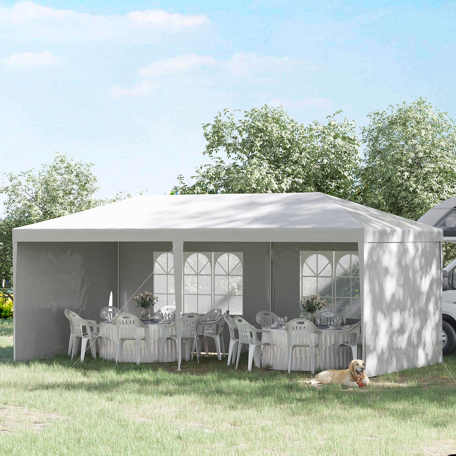 6m X 3m Garden Gazebo Marquee Canopy Party Tent Canopy Patio | White