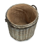 Antique Wash Round Storage Log Basket | Medium | Brown