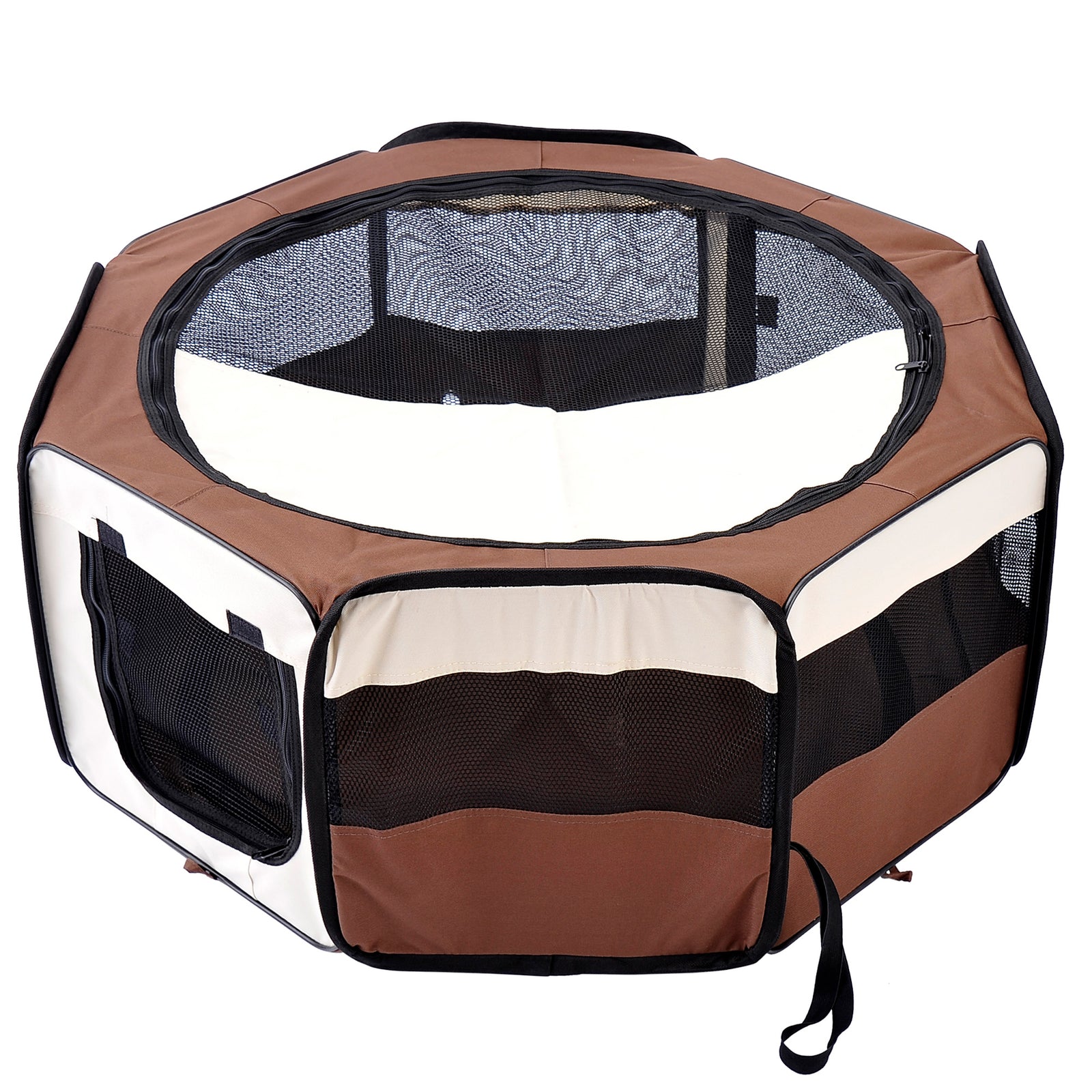 Fabric Pet Puppy Dog Cat Rabbit Pig Guinea Playpen Play Pen Run | Brown