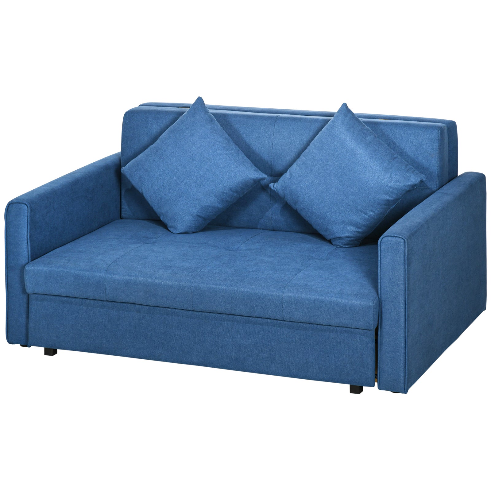 2 Seater Sofa Bed Convertible Bed Settee 2 Cushions Storage | One Size | Blue