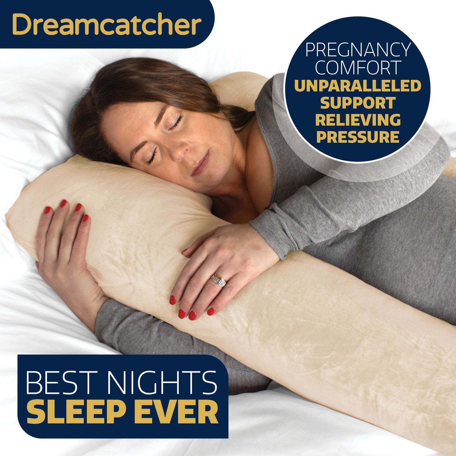 Pregnancy Pillow, U Shaped Shredded Memory Foam Maternity Cushion Machine Washable & Removable Velvet Cover | L | Cream