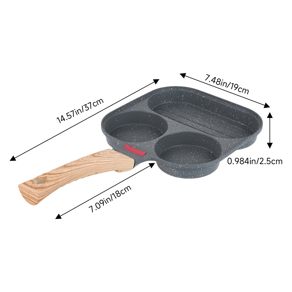 19cm W X 19cm W Non-stick 3-hole Egg Frying Pan