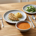 Reactive Grey Glaze Stoneware Dinnerware Set Nordic Pebble Plates & Bowls | Set of 12 | Grey