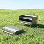 Portable Barbecue Grill With Adjustable Grates For Camping | Green