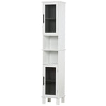 HOMCOM 6-tier Retro Bathroom Cabinet Patterned Glass Door Anti-tilt