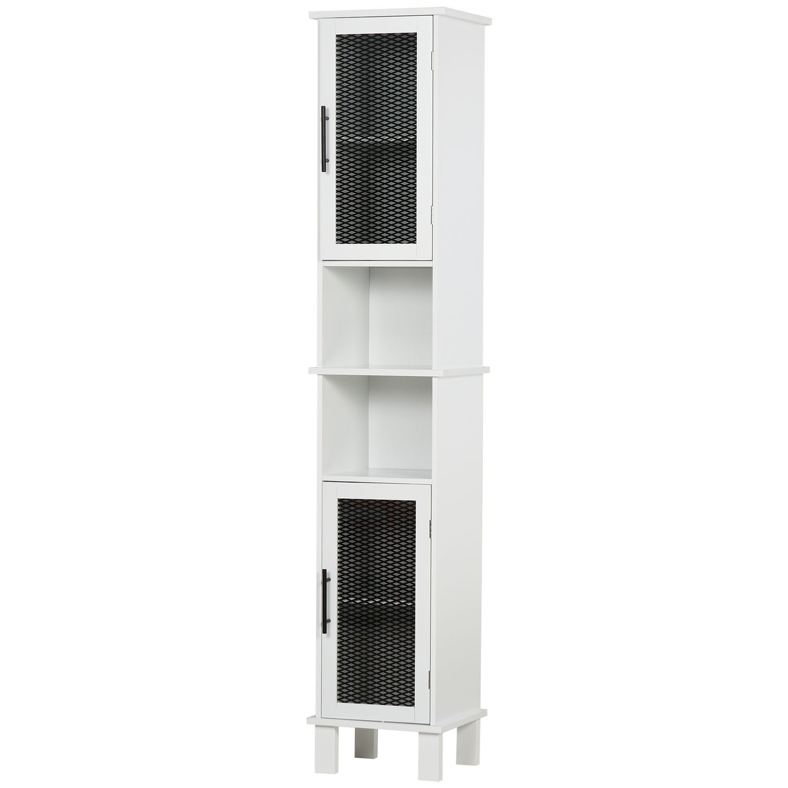 HOMCOM 6-tier Retro Bathroom Cabinet Patterned Glass Door Anti-tilt