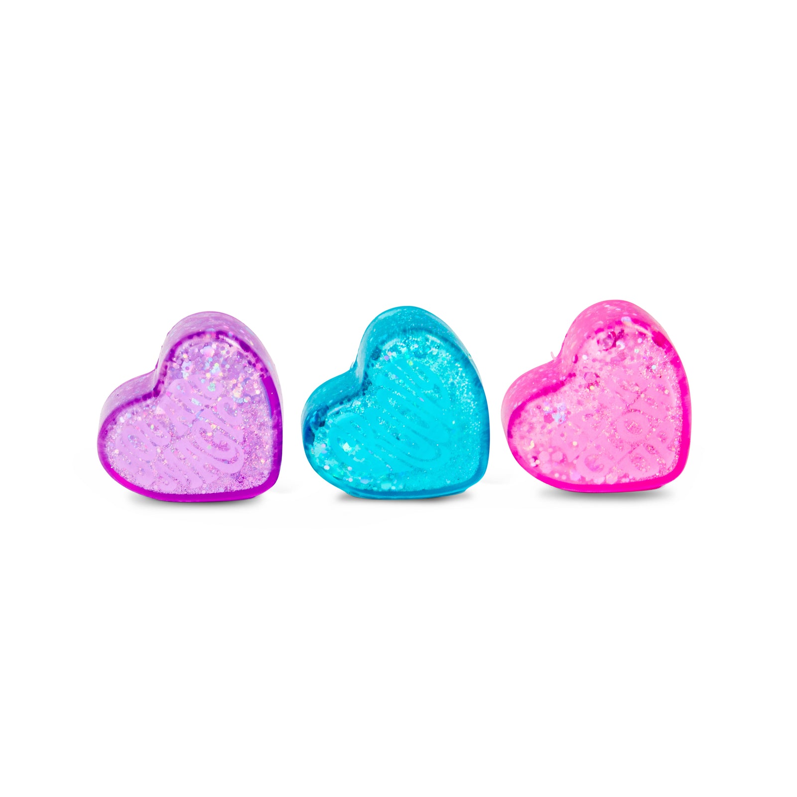 Needoh Teenie Sparkle Hearts - Pack Of 3 Small Sparkly Heart Squish Toys