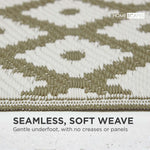 Luxury Outdoor Rug Waterproof Reversible For Garden Patio 100% Recycled, Green May Geometric | 120cm x 180cm | Olive