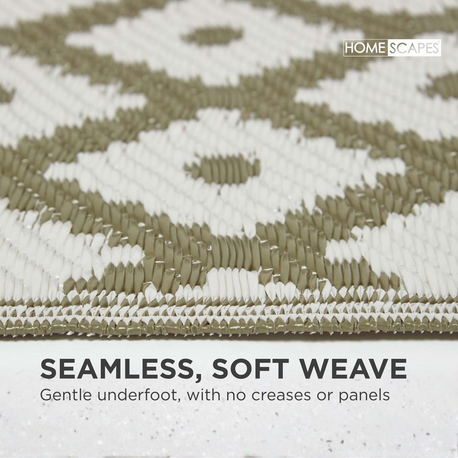 Luxury Outdoor Rug Waterproof Reversible For Garden Patio 100% Recycled, Green May Geometric | 120cm x 180cm | Olive