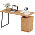 HOMCOM Computer Desk, Writing Table With Cabinet And Drawer, Natural