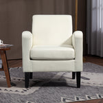 Modern Armchair Accent Chair With Rubber Wood Legs | One Size | Cream