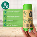 30 Litre Compostable Waste Bags | Set of 6 | Green