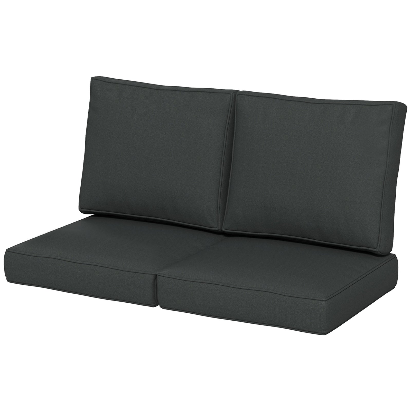 2 Seater Outdoor Seat Cushions, Water Repellent W/ Backrest | Charcoal Gray