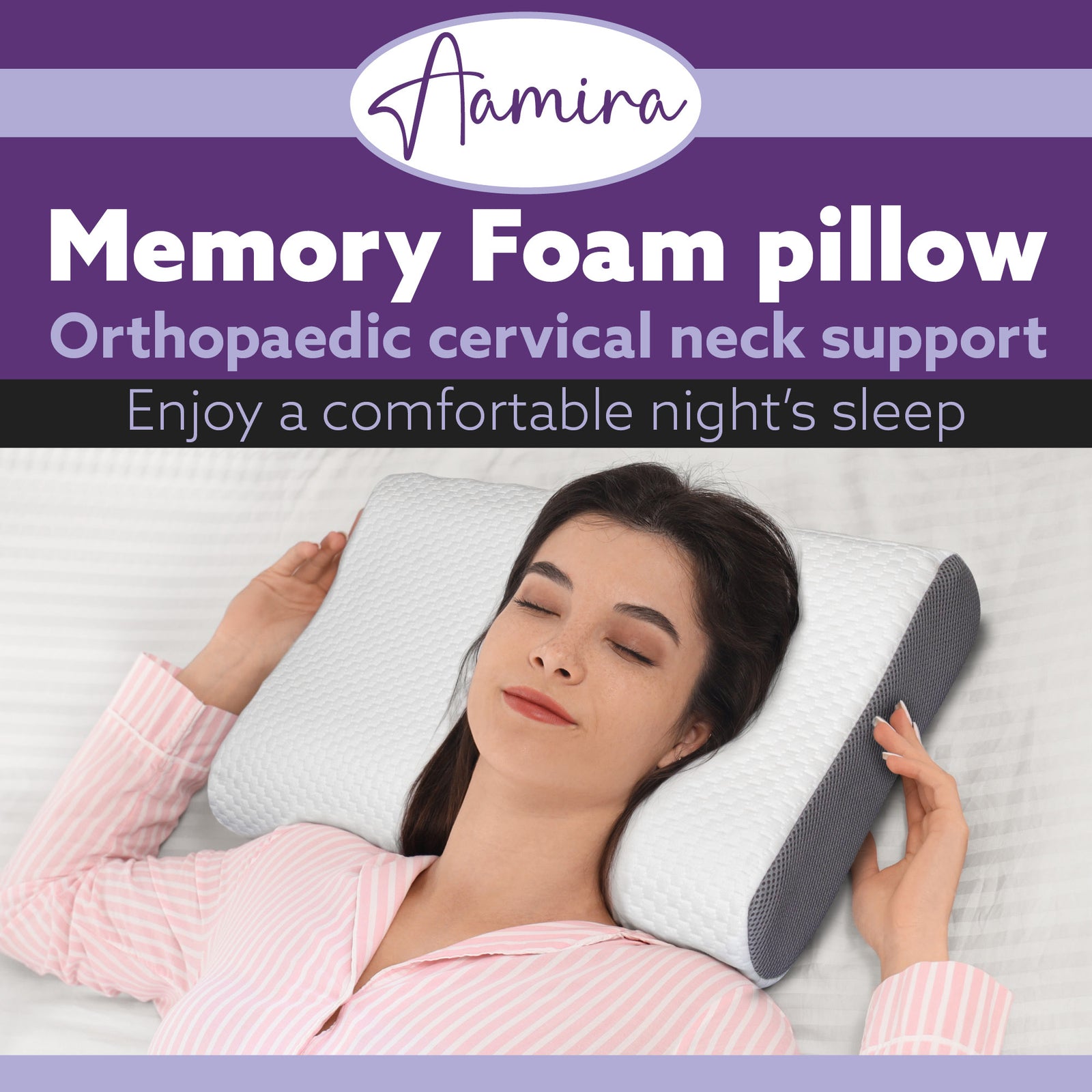 Premium Cervical Neck, Head, Back & Shoulder Support, Shredded Orthopaedic Memory Foam, Bamboo Washable Cover