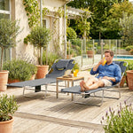 2 Sun Loungers With Reading Hole, Folding Garden Lounger | Dark Grey