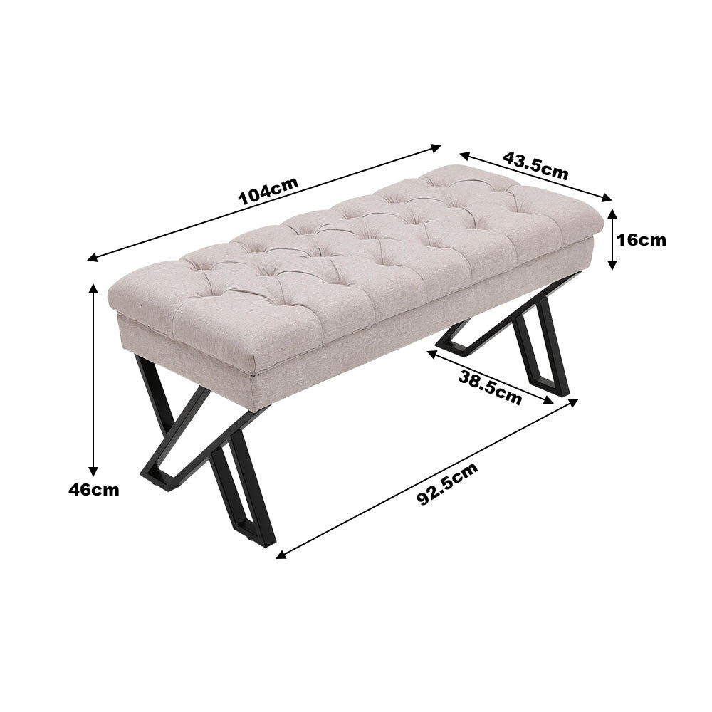 Mid Century Metal Upholstered Bench