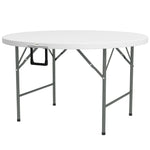 Φ122 Folding Garden Table, Hdpe Round Picnic Table, White