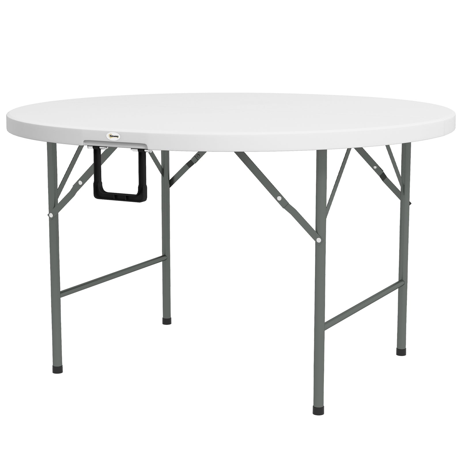 Φ122 Folding Garden Table, Hdpe Round Picnic Table, White