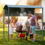 7ft Outdoor Double-tier Bbq Grill Canopy Gazebo With 2 Shelf