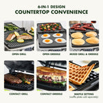 Elite 6-in-1 Contact Grill, Pfas-free Ceramic Non-stick, Adjustable Temperature | Silver