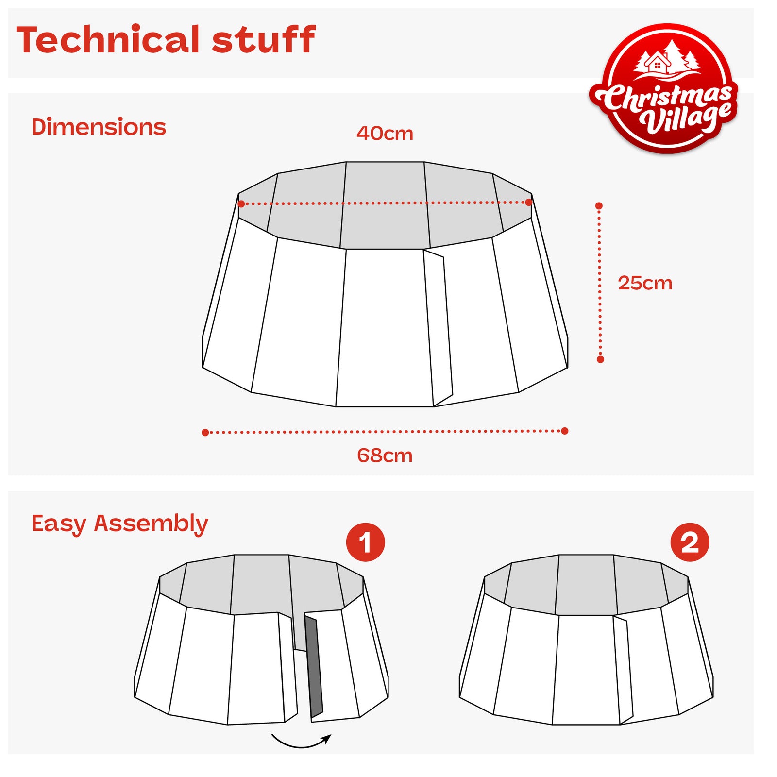 Glossy Tree Skirt 68cm Collapsible With Velcro Closure | Silver