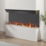 40-inch 3-sided Electric Fireplace Recessed & Freestanding Heater With Adjustable Flame, Remote Control, Timer & 12 Flame Colors