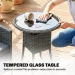 Rattan Bistro Set, Reclining Garden Chairs And Table | Dark Grey