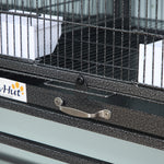 Double Rolling Bird Cage With Removable Metal Tray And Storage Shelf