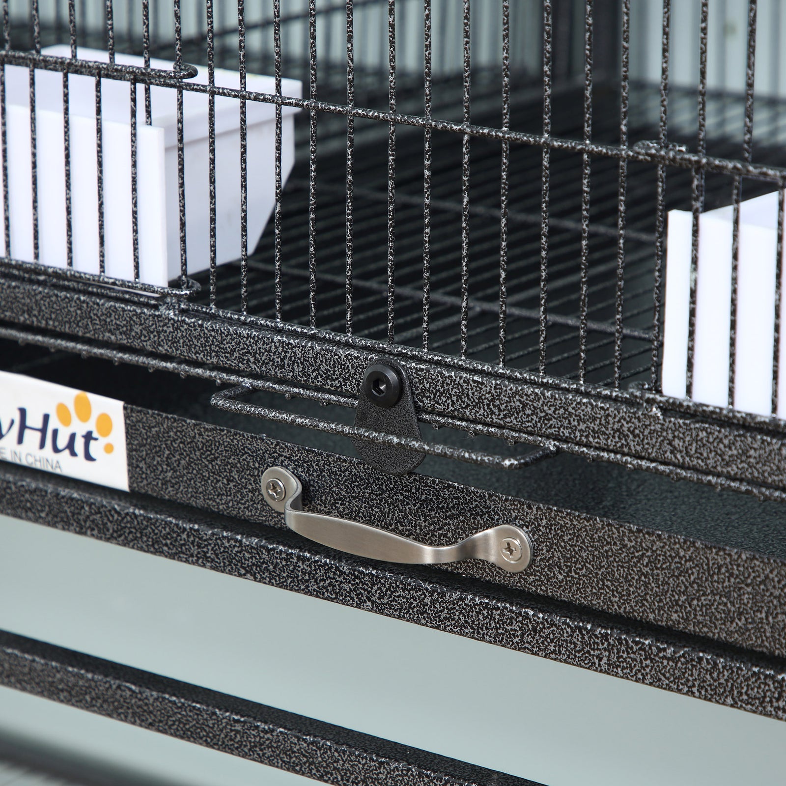 Double Rolling Bird Cage With Removable Metal Tray And Storage Shelf